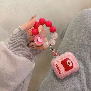 Pink Strawberry Bear Apple Wireless Protective Case